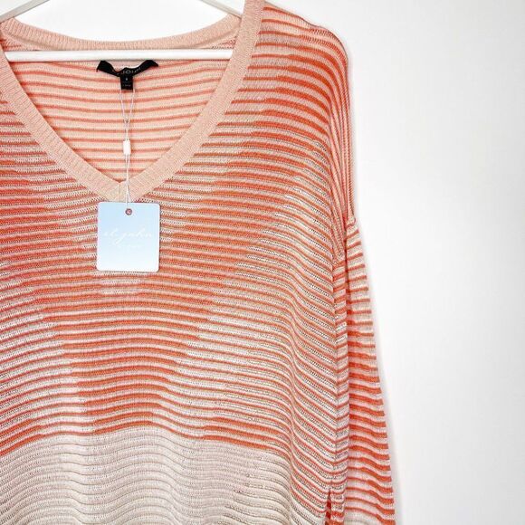 ST. JOHN Degrade Stripe Knit V-Neck Sweater - Picture 2 of 9